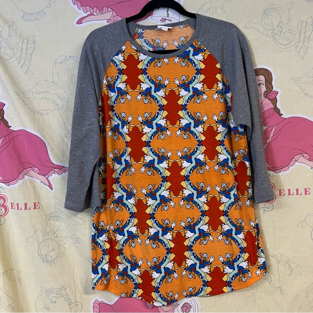 LuLaRoe Disney Donald Duck Print Raglan Top Tee
